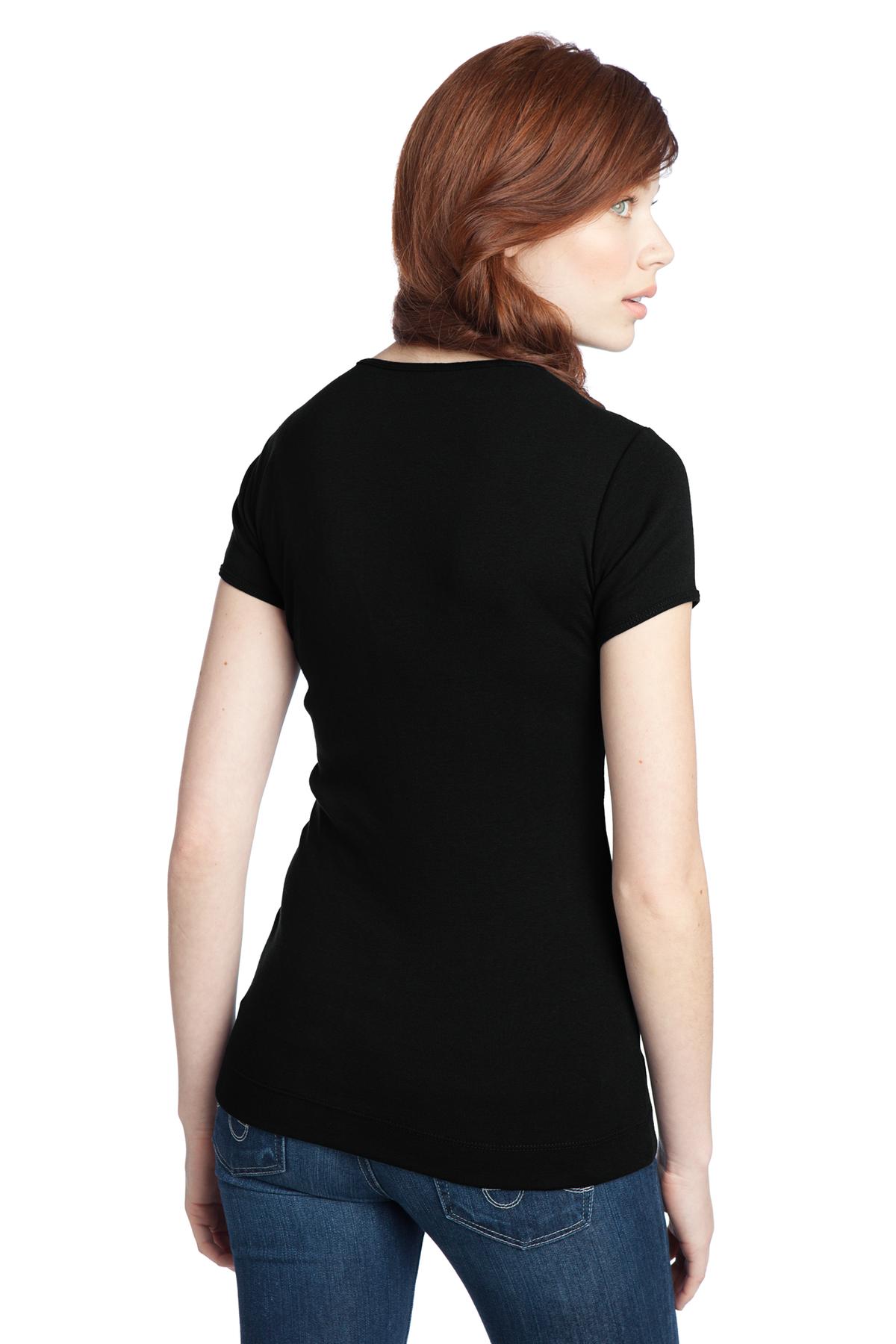 DT234V District  - Juniors 1x1 Rib V-Neck Tee. - Back Image