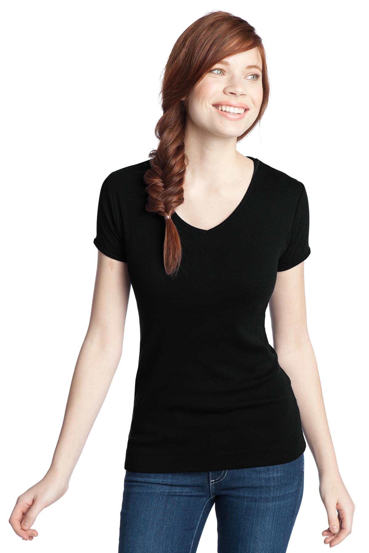 DT234V District - Juniors 1x1 Rib V-Neck Tee. DT234V District - Juniors 1x1 Rib V-Neck Tee.