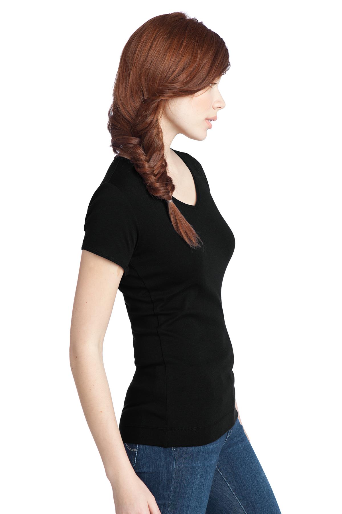 DT234V District  - Juniors 1x1 Rib V-Neck Tee. - Siide Image