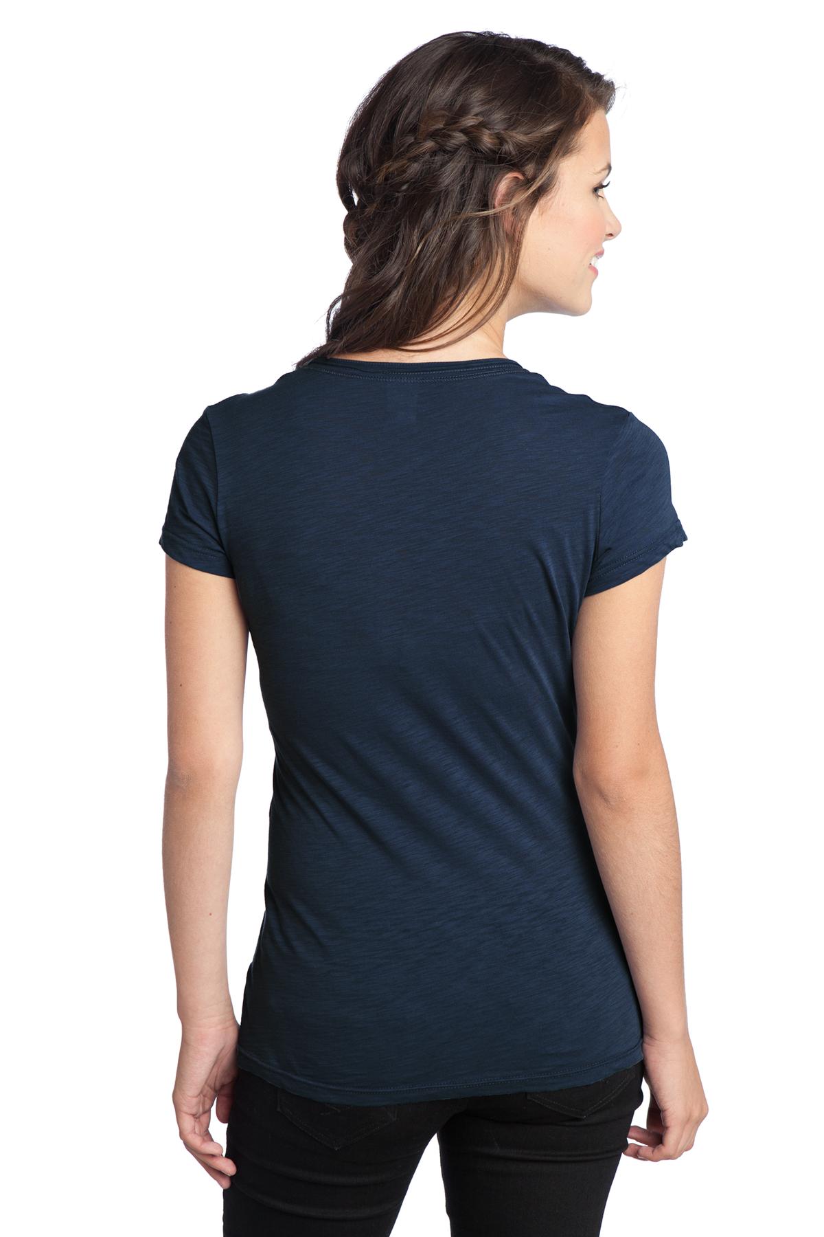 DT240 District  Juniors Slub V-Neck Tee. - Back Image