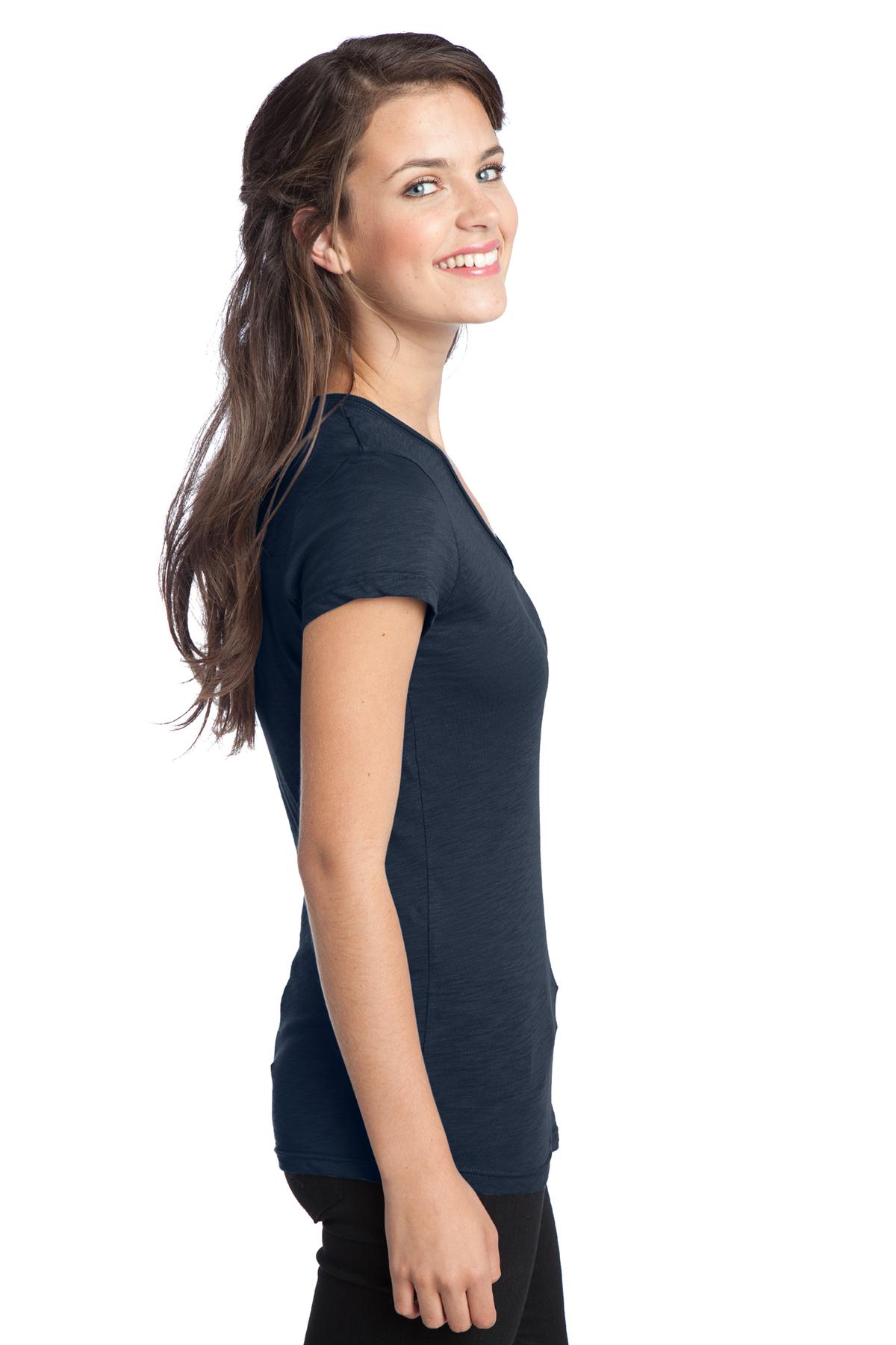 DT240 District  Juniors Slub V-Neck Tee. - Siide Image