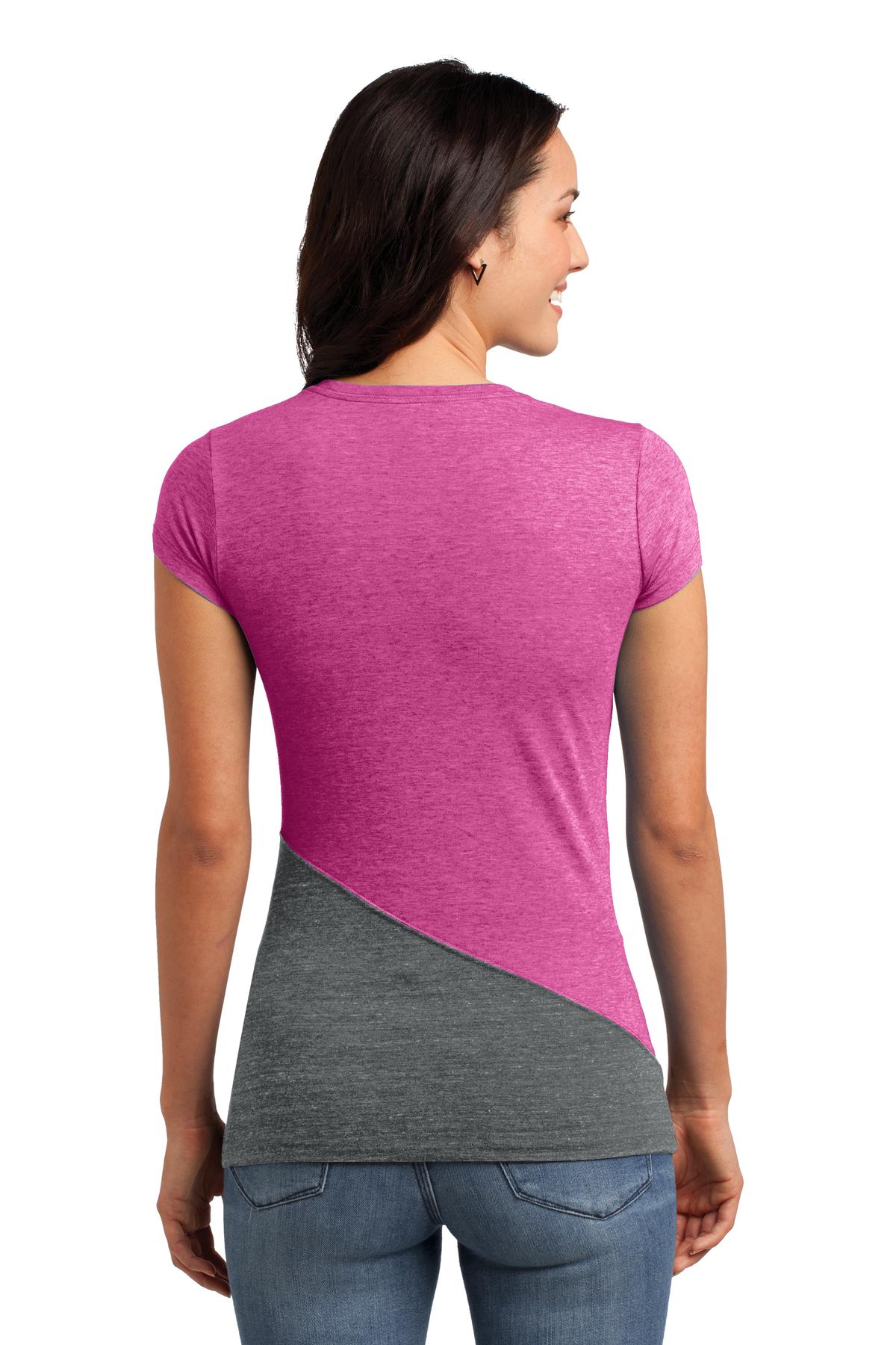 DT243 District  Juniors Tri-Blend Pieced Crewneck Tee. - Back Image