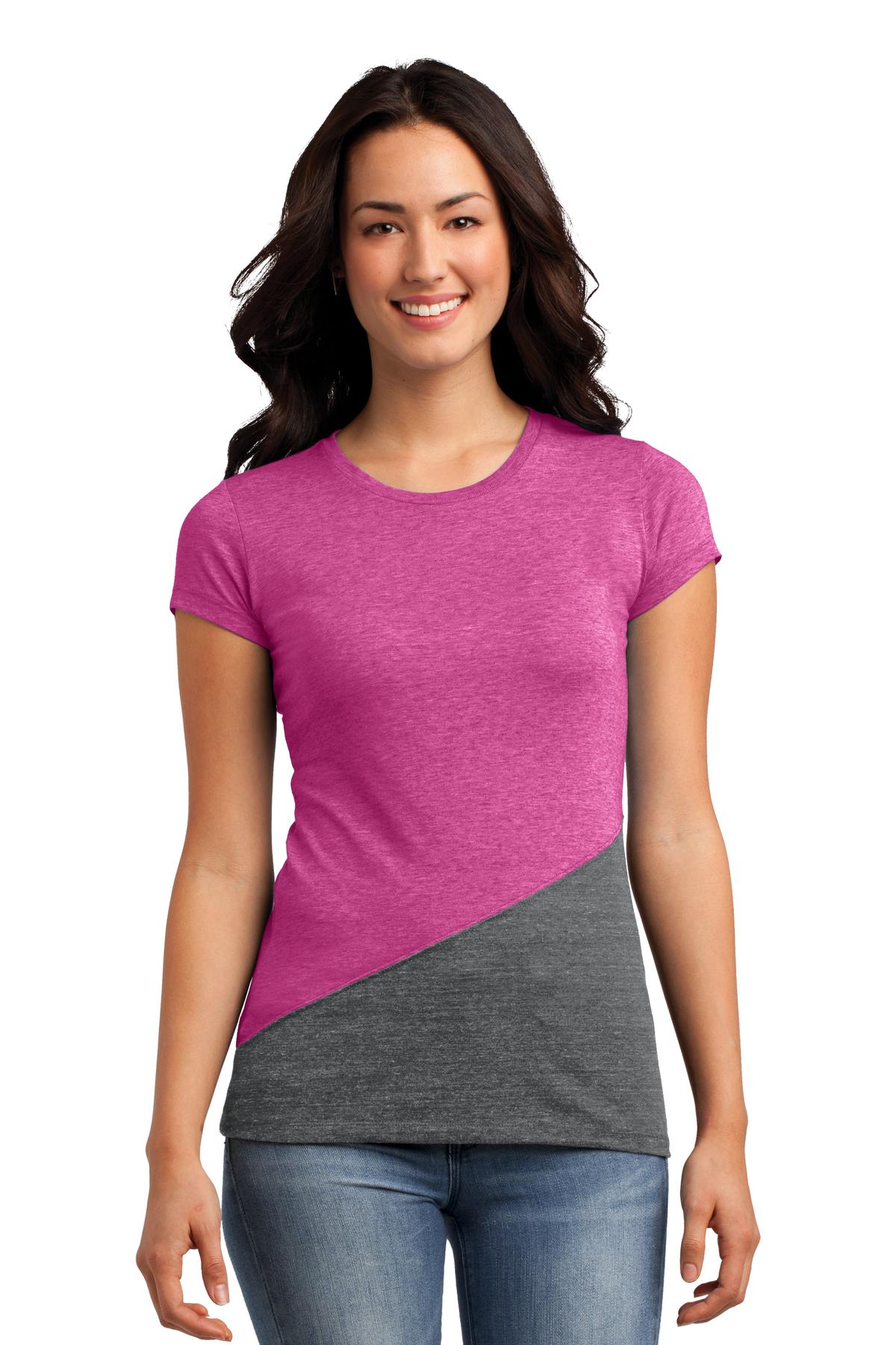 DT243 District Juniors Tri-Blend Pieced Crewneck Tee. DT243 District Juniors Tri-Blend Pieced Crewneck Tee.