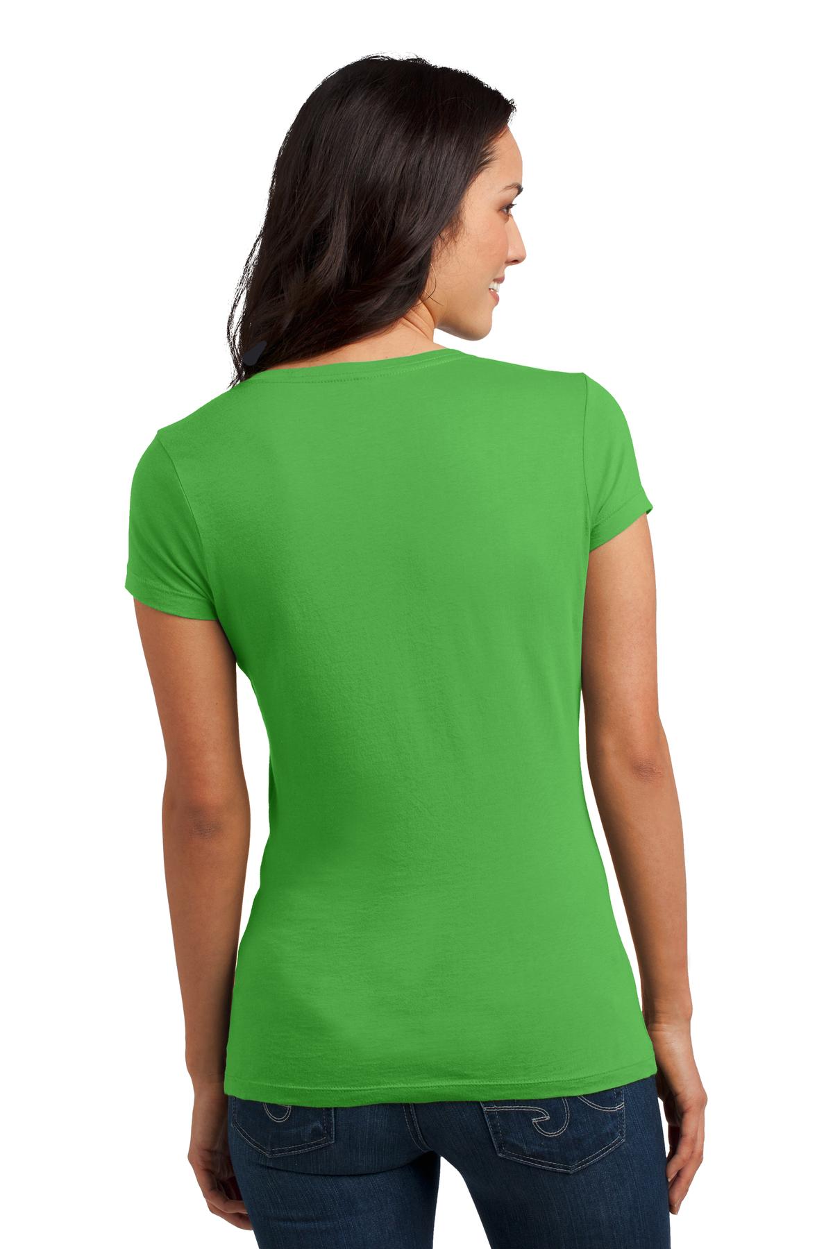 DT4501 District Juniors Soft Wash V-Neck Tee. - Back Image