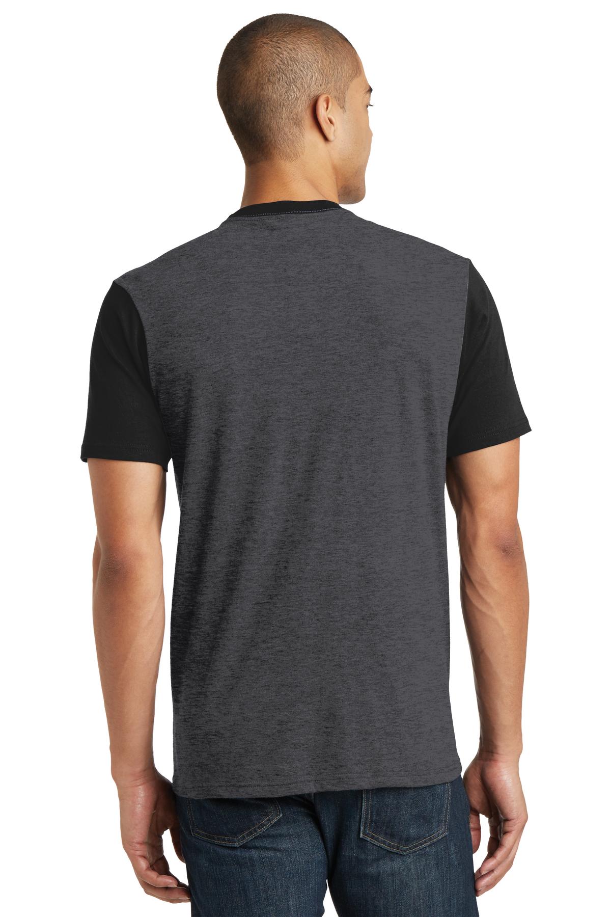 DT6000SP District  Young Mens Very Important Tee with Contrast Sleeves and Pocket. - Back Image
