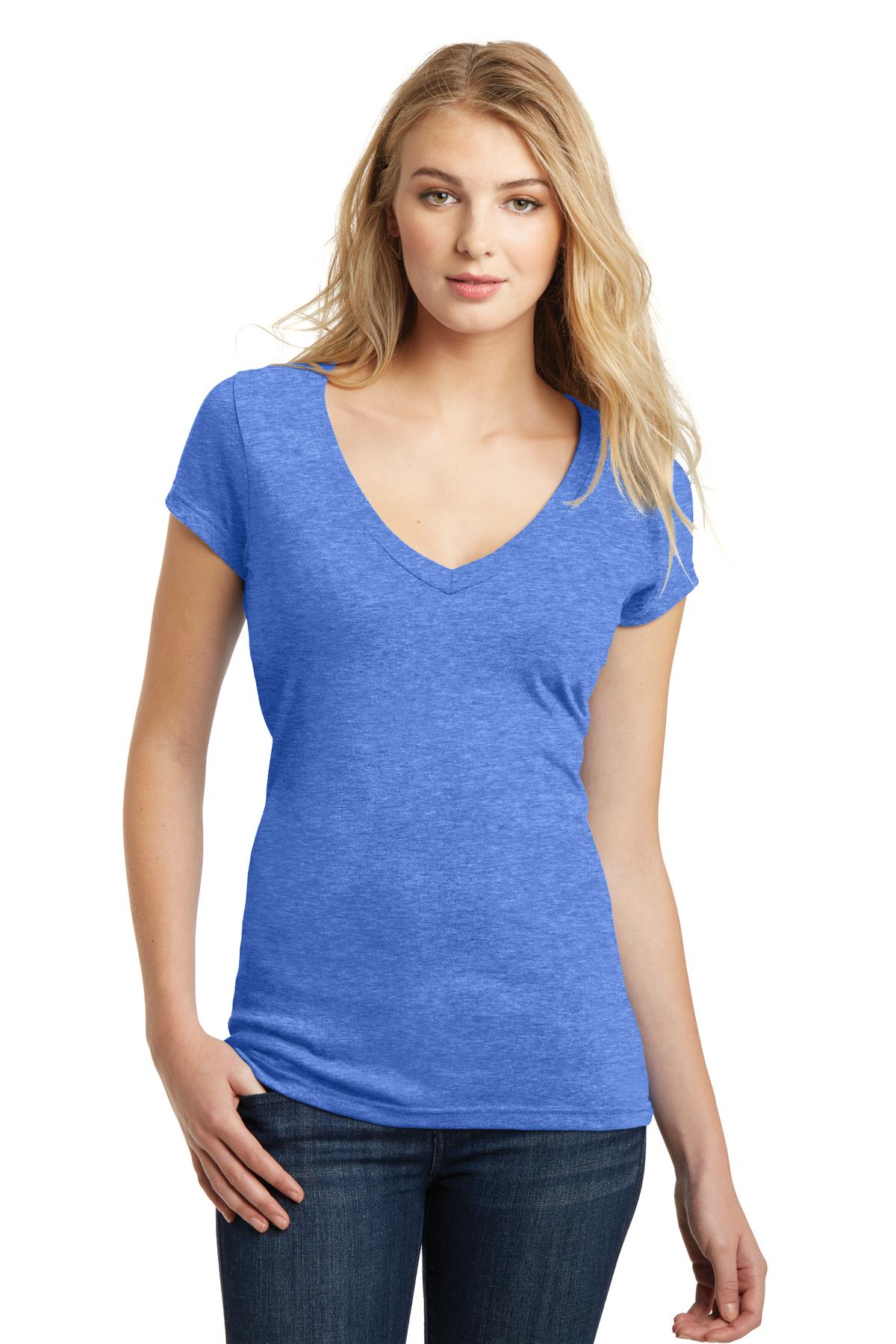 DT6502 District Juniors Very Important Tee Deep V-Neck. Zoom Image