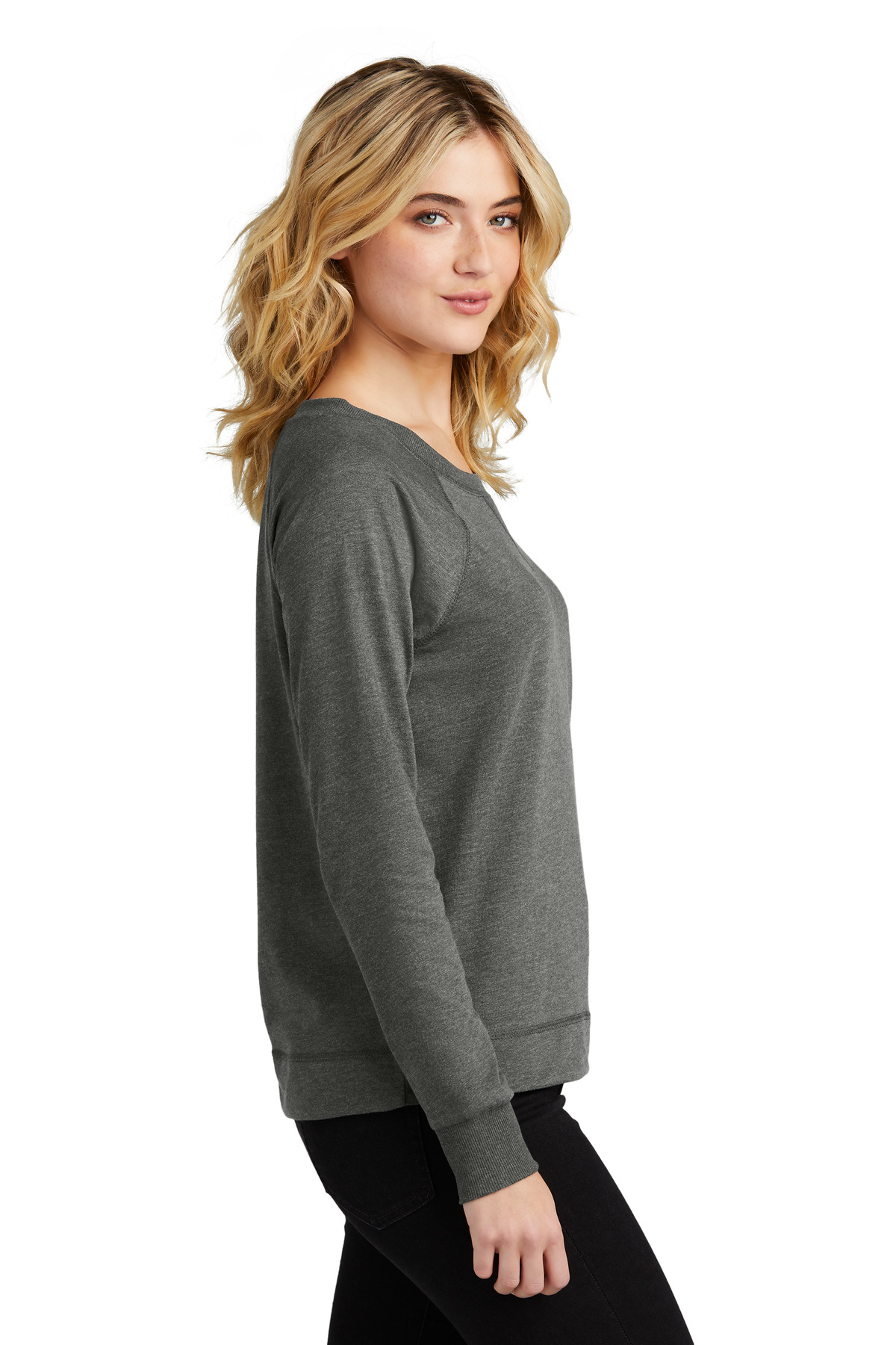 DT672 District Womens Featherweight French Terry Long Sleeve Crewneck DT672 District Womens Featherweight French Terry Long Sleeve Crewneck - Siide Image