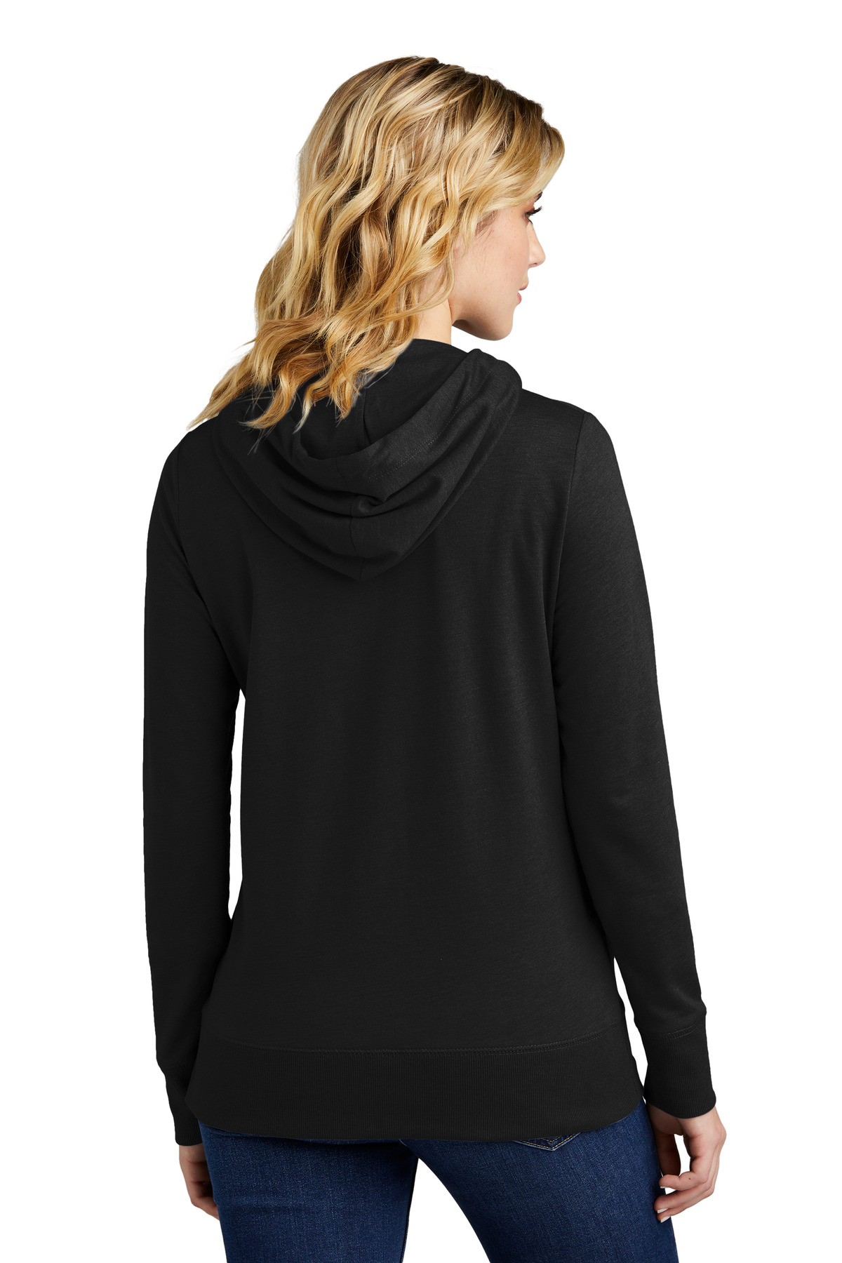 DT673 District  Womens Featherweight French Terry Full-Zip Hoodie - Back Image
