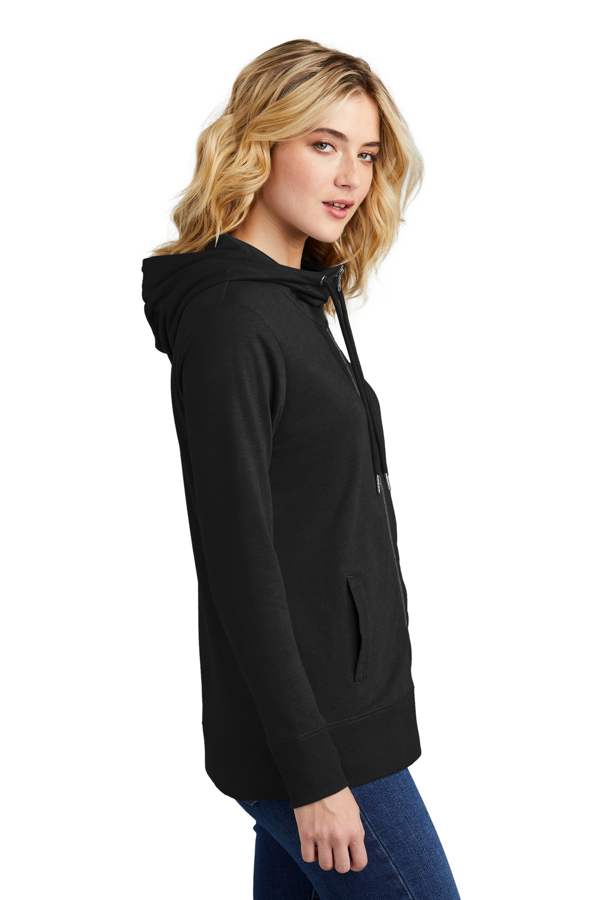 DT673 District  Womens Featherweight French Terry Full-Zip Hoodie - Siide Image