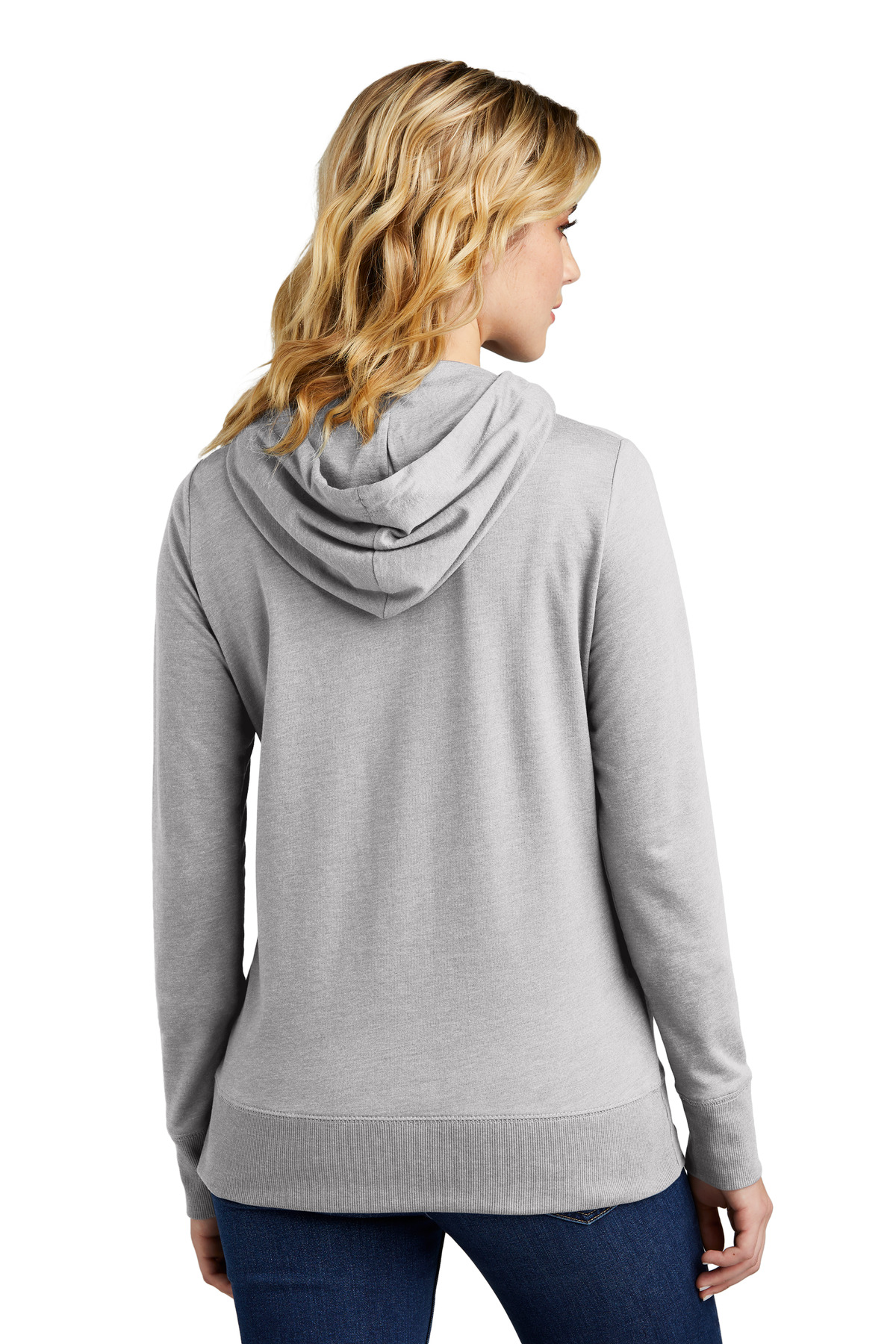 DT673 District  Womens Featherweight French Terry Full-Zip Hoodie - Back Image