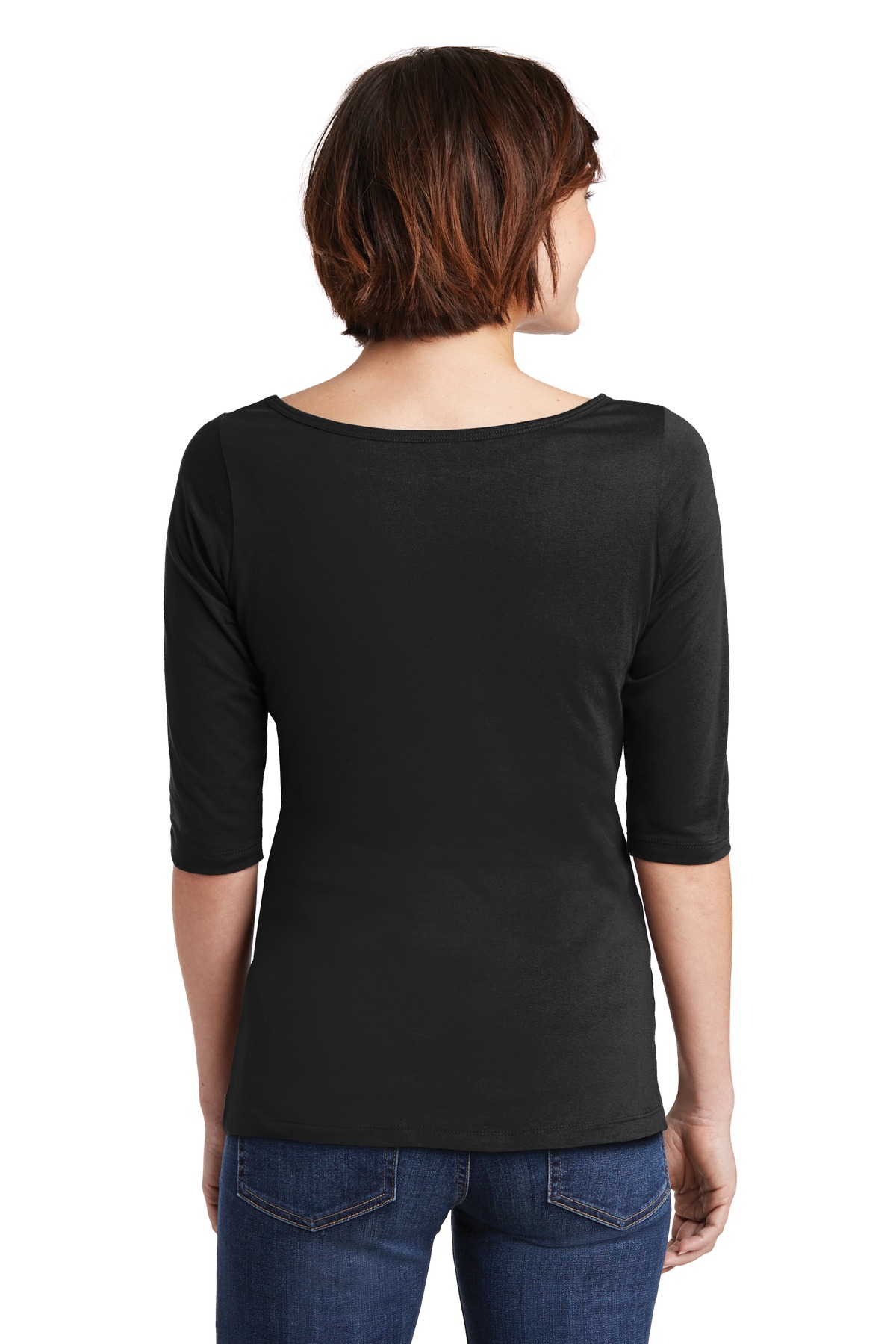 DM107L District Womens Perfect Weight 3/4-Sleeve Tee. - Back Image
