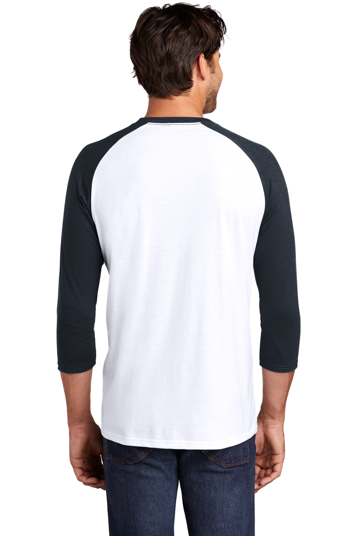 DM136 District Perfect Tri 3/4-Sleeve Raglan. DM136 District Perfect Tri 3/4-Sleeve Raglan. - Back Image