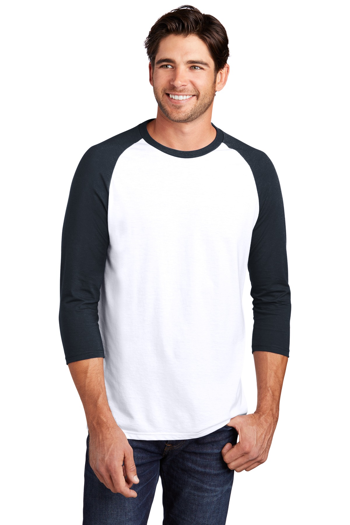DM136 District Perfect Tri 3/4-Sleeve Raglan. DM136 District Perfect Tri 3/4-Sleeve Raglan.