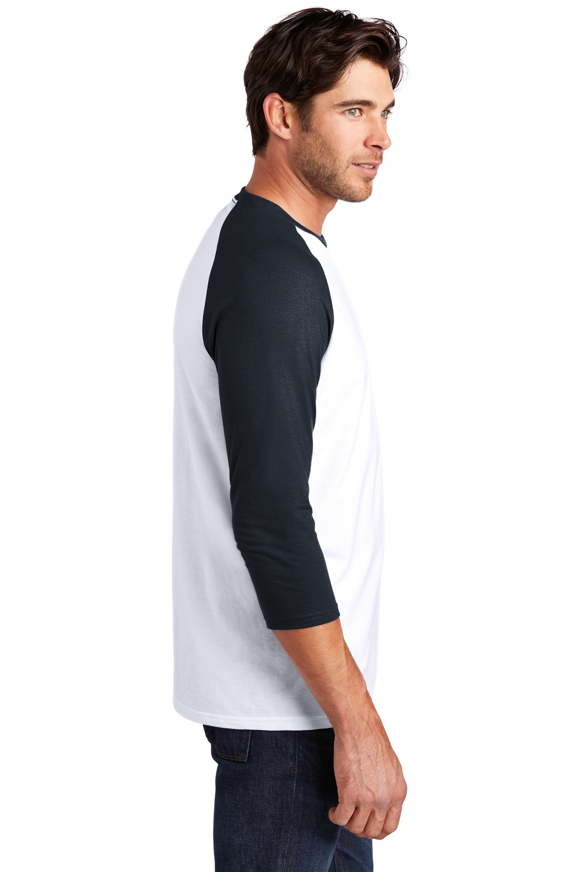 DM136 District Perfect Tri 3/4-Sleeve Raglan. DM136 District Perfect Tri 3/4-Sleeve Raglan. - Siide Image