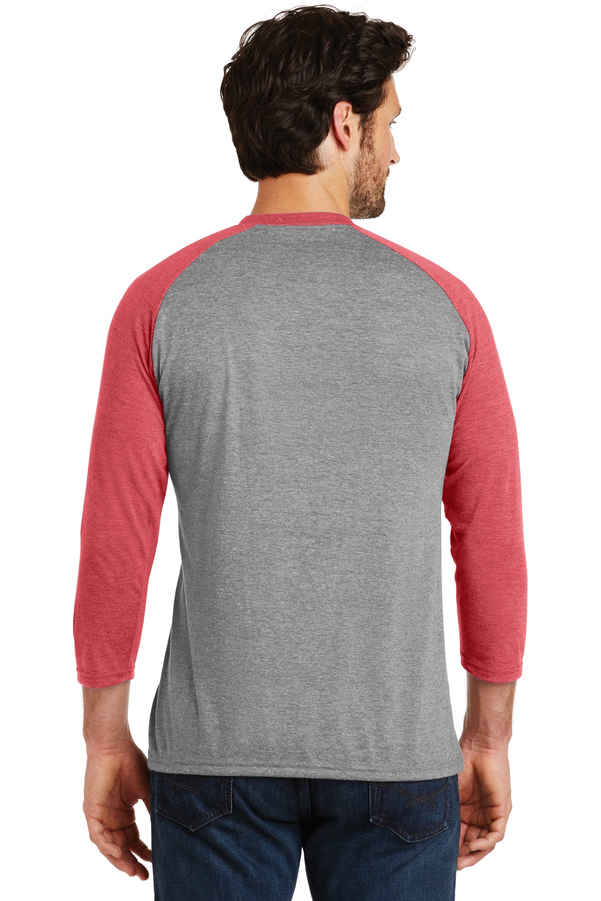DM136 District Perfect Tri 3/4-Sleeve Raglan. - Back Image