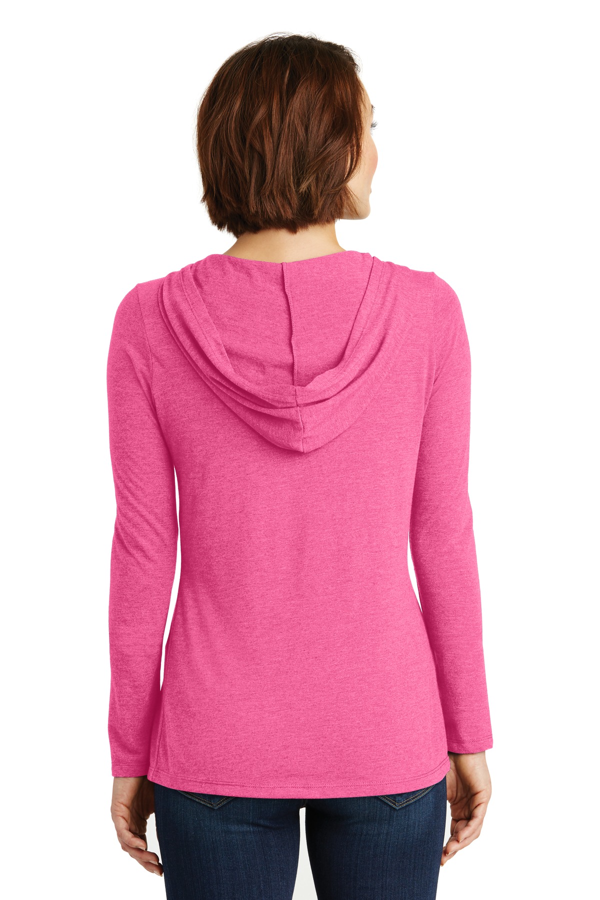 DM139L District Womens Perfect Tri Long Sleeve Hoodie. - Back Image