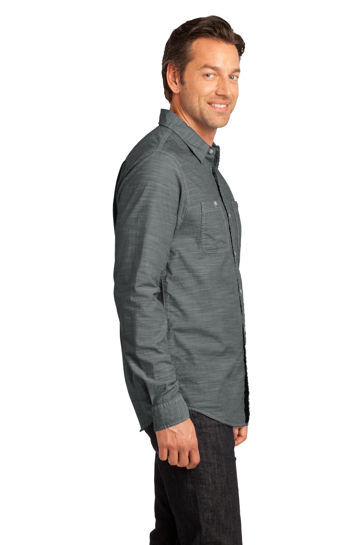 DM3800 District Made - Mens Long Sleeve Washed Woven Shirt. - Siide Image
