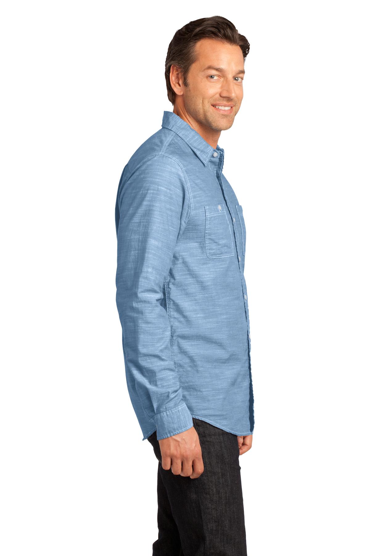 DM3800 District Made - Mens Long Sleeve Washed Woven Shirt. - Siide Image