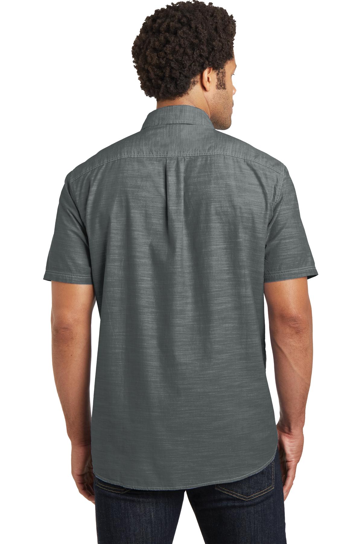 DM3810 District Made Mens Short Sleeve Washed Woven Shirt. - Back Image