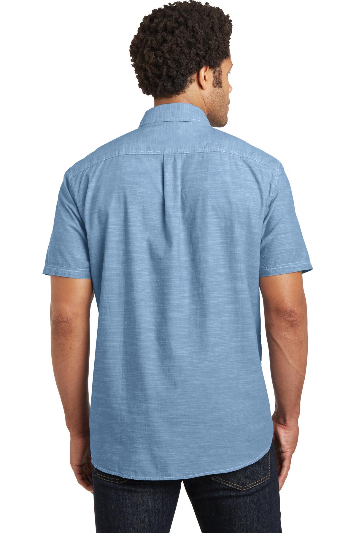 DM3810 District Made Mens Short Sleeve Washed Woven Shirt. - Back Image