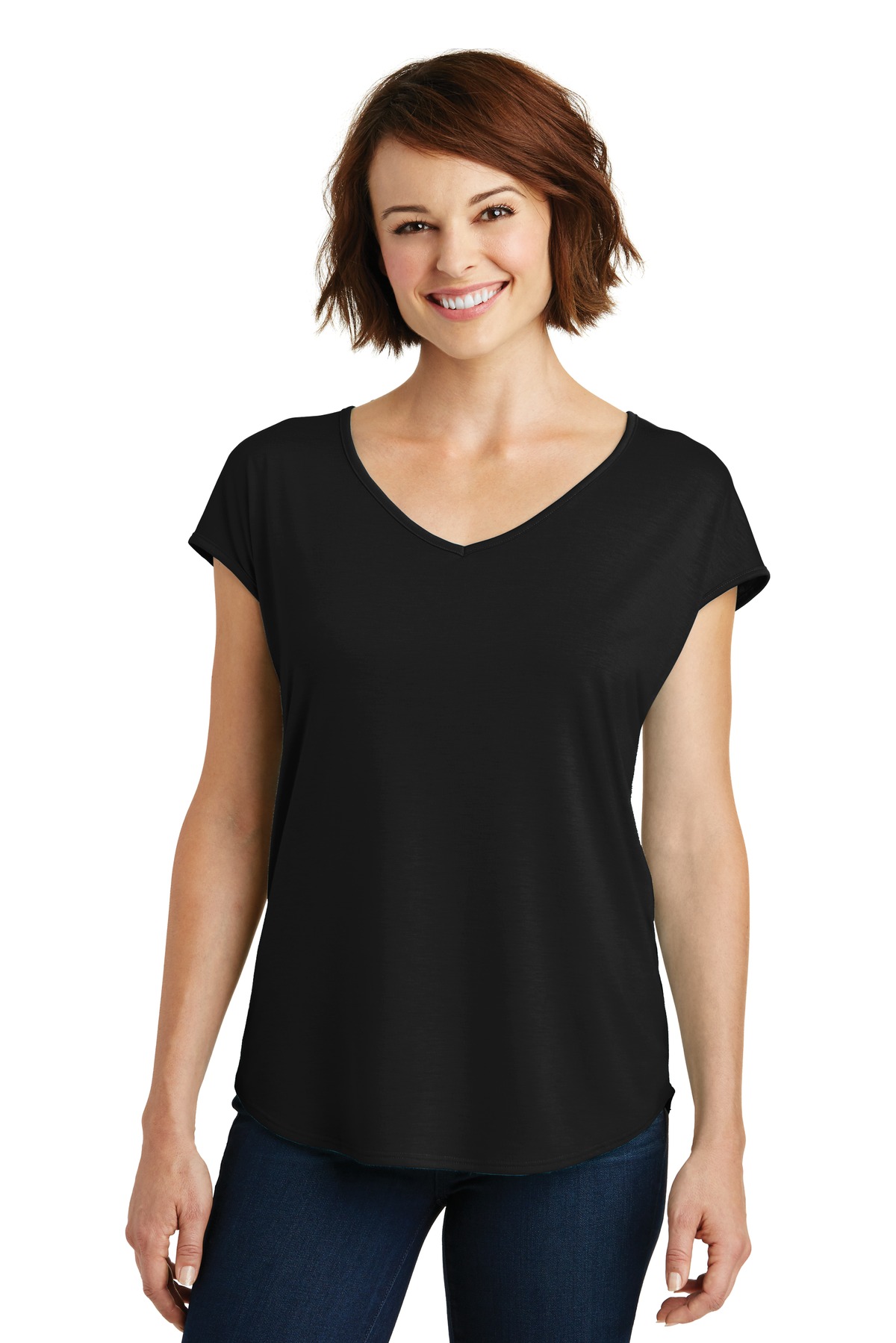 DM416 District Womens Drapey Cross-Back Tee.