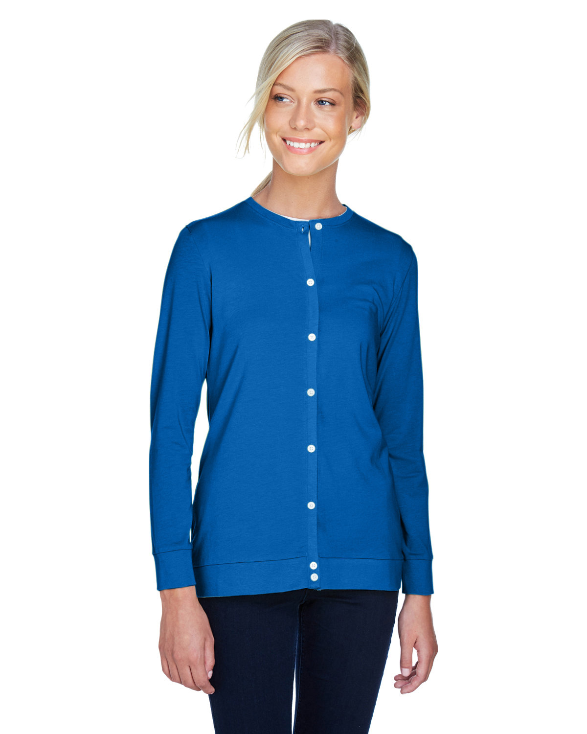 DP181W Devon & Jones Ladies Perfect Fit Ribbon Cardigan