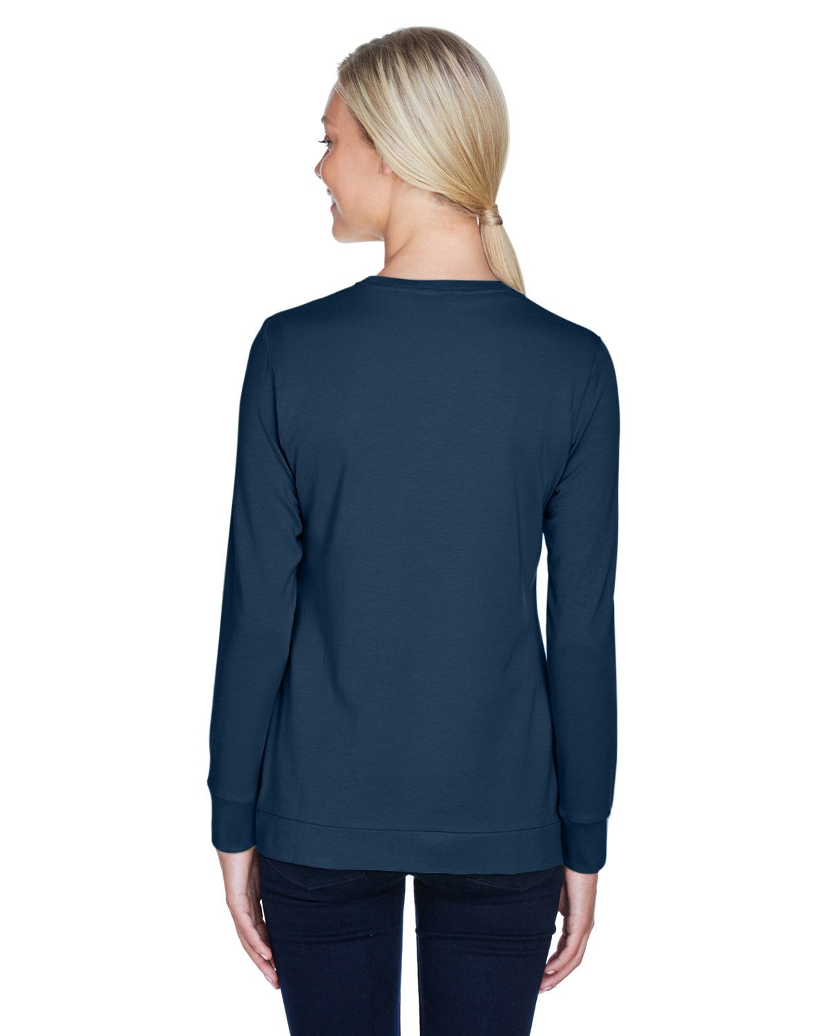 DP181W Devon & Jones Ladies Perfect Fit Ribbon Cardigan DP181W Devon & Jones Ladies Perfect Fit Ribbon Cardigan - Back Image