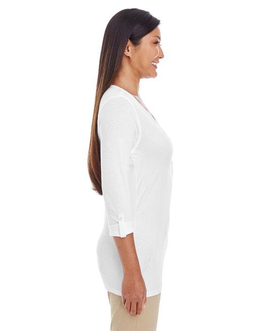 DP186W Devon & Jones Ladies Perfect Fit Y-Placket Convertible Sleeve Knit Top - Siide Image
