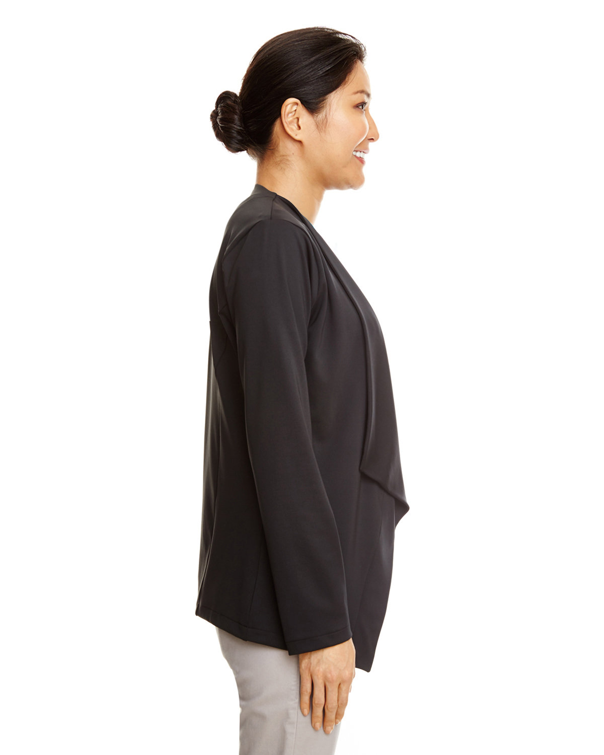 DP465W Devon & Jones Ladies Perfect Fit Draped Open Blazer - Siide Image