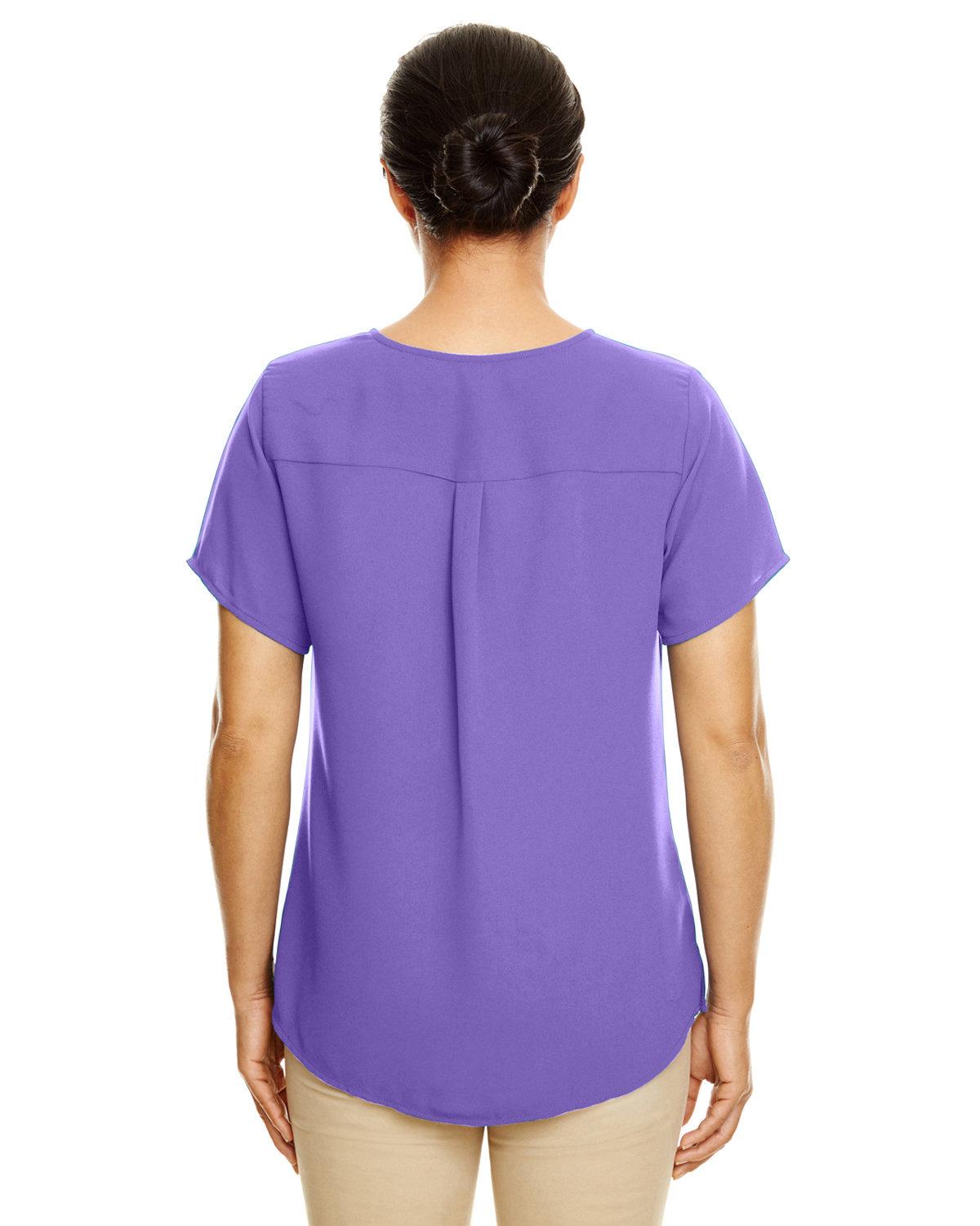 DP612W Devon & Jones Ladies Perfect Fit Short-Sleeve Crepe Blouse - Back Image