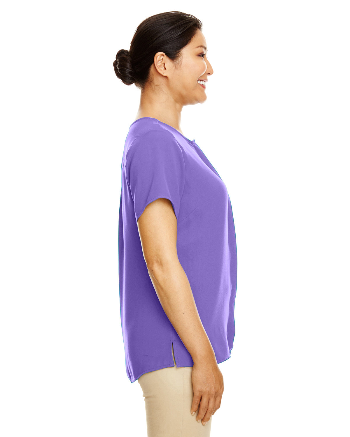 DP612W Devon & Jones Ladies Perfect Fit Short-Sleeve Crepe Blouse - Siide Image