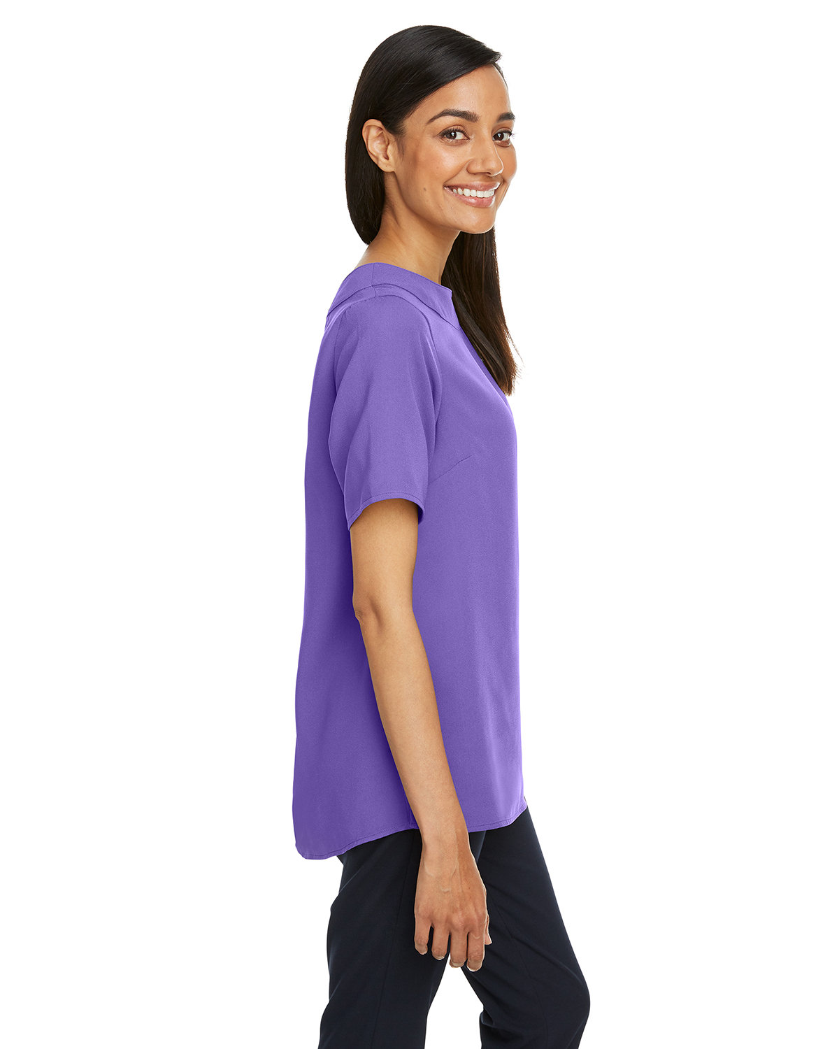 DP613W Devon & Jones Ladies Perfect Fit Boat-Neck Blouse - Siide Image