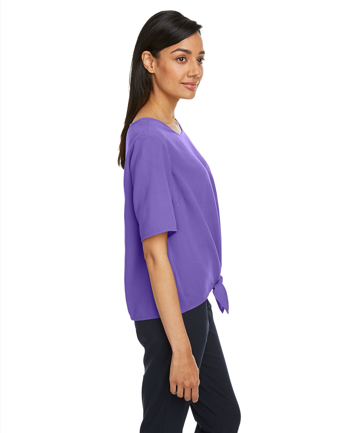 DP617W Devon & Jones Ladies Perfect Fit Tie-Front Blouse - Siide Image