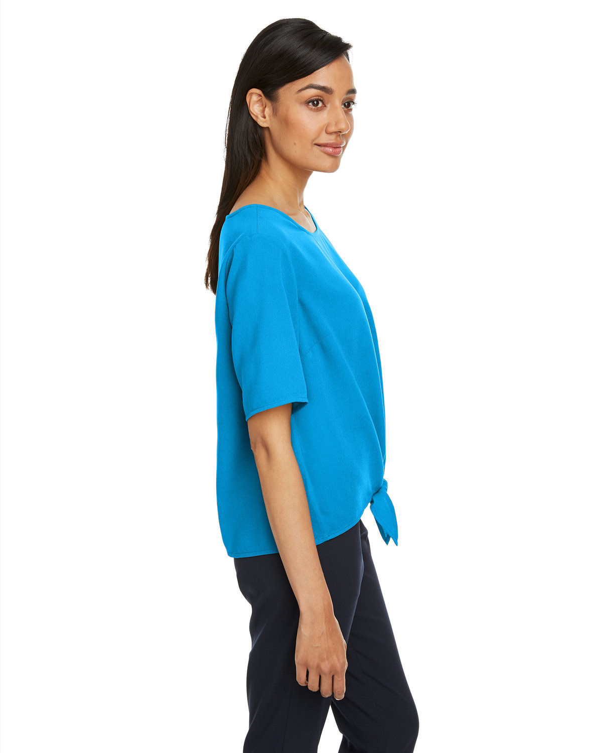 DP617W Devon & Jones Ladies Perfect Fit Tie-Front Blouse - Siide Image