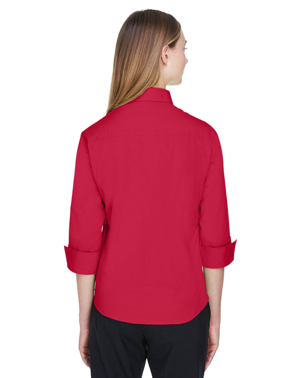 DP625W Devon & Jones Ladies Perfect Fit 3/4-Sleeve Stretch Poplin Blouse - Back Image