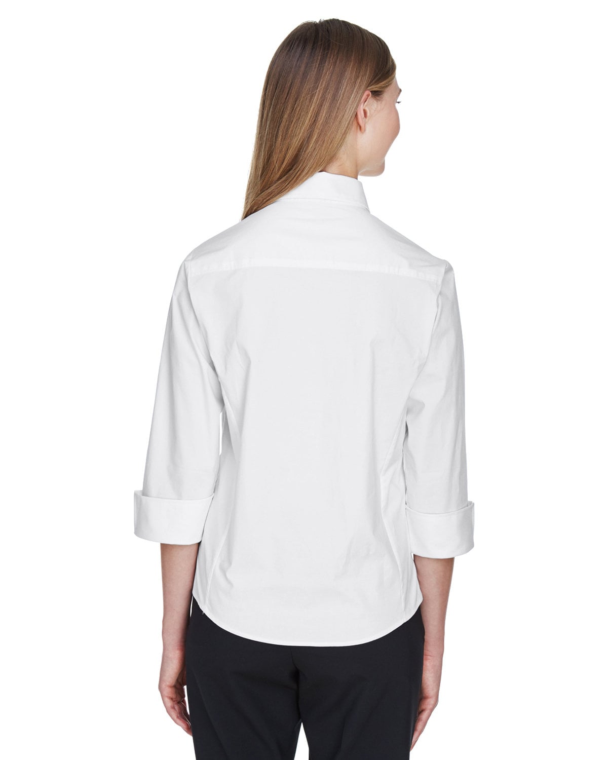 DP625W Devon & Jones Ladies Perfect Fit 3/4-Sleeve Stretch Poplin Blouse DP625W Devon & Jones Ladies Perfect Fit 3/4-Sleeve Stretch Poplin Blouse - Back Image