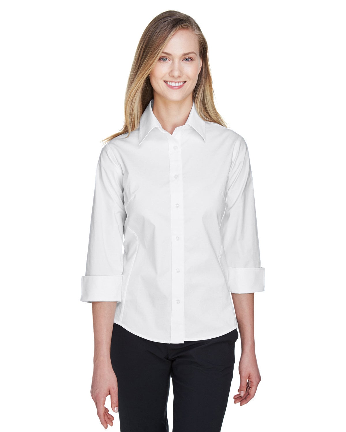 DP625W Devon & Jones Ladies Perfect Fit 3/4-Sleeve Stretch Poplin Blouse DP625W Devon & Jones Ladies Perfect Fit 3/4-Sleeve Stretch Poplin Blouse