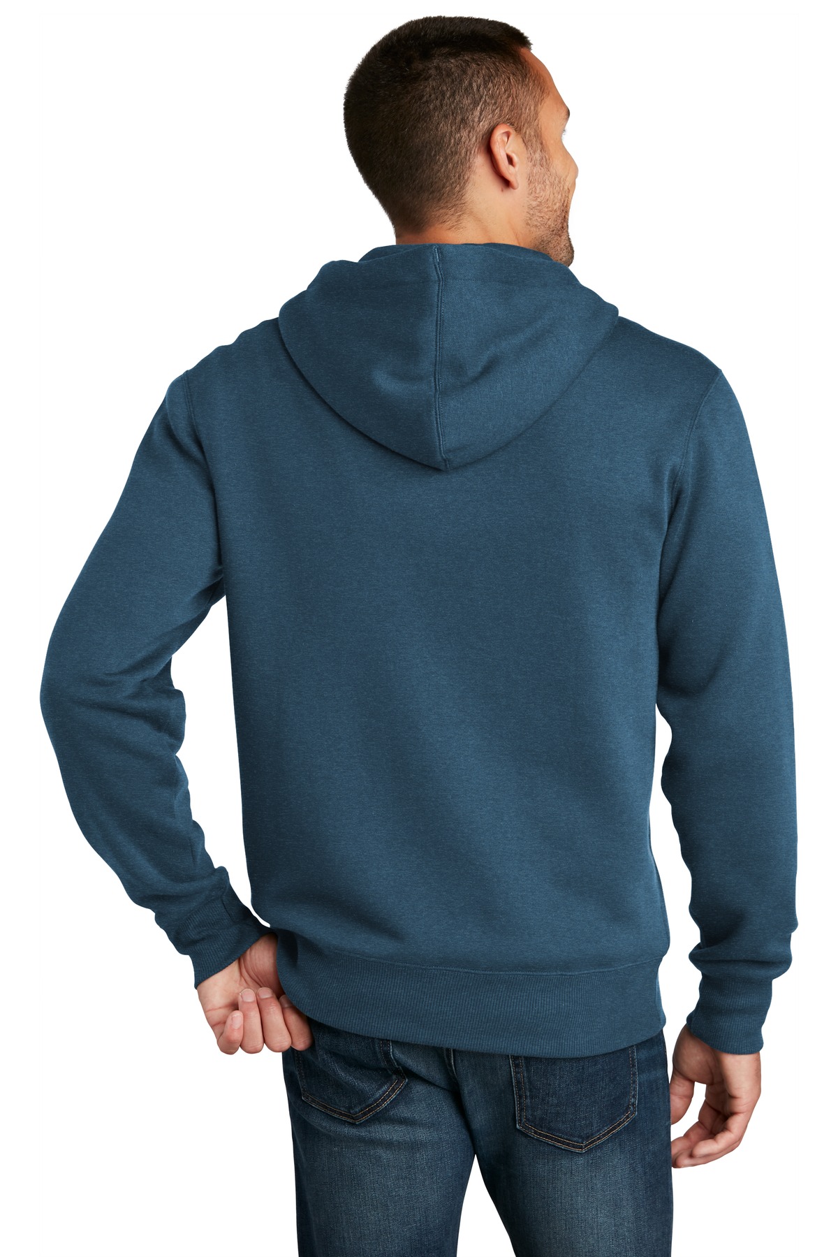 DT1103 District Perfect Weight Fleece Full-Zip Hoodie - Back Image