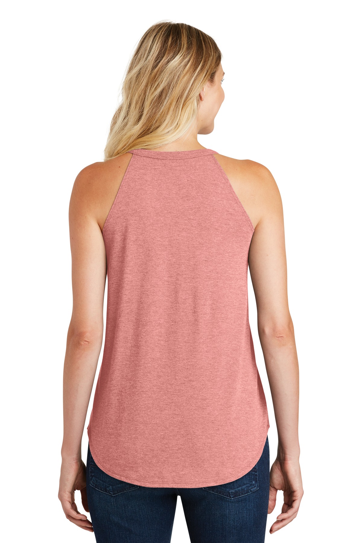 DT137L District Womens Perfect Tri Rocker Tank. - Back Image