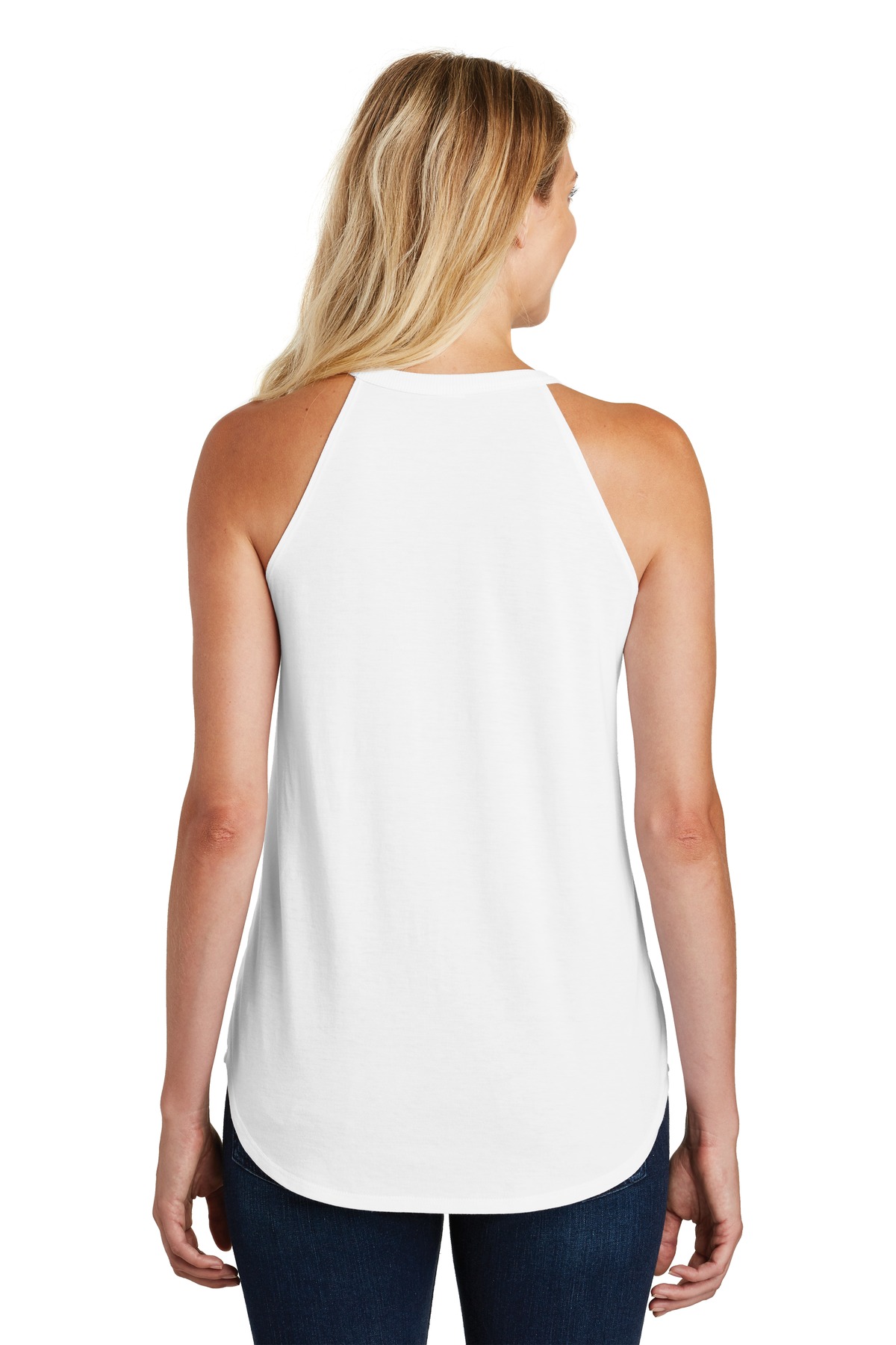 DT137L District Womens Perfect Tri Rocker Tank. - Back Image