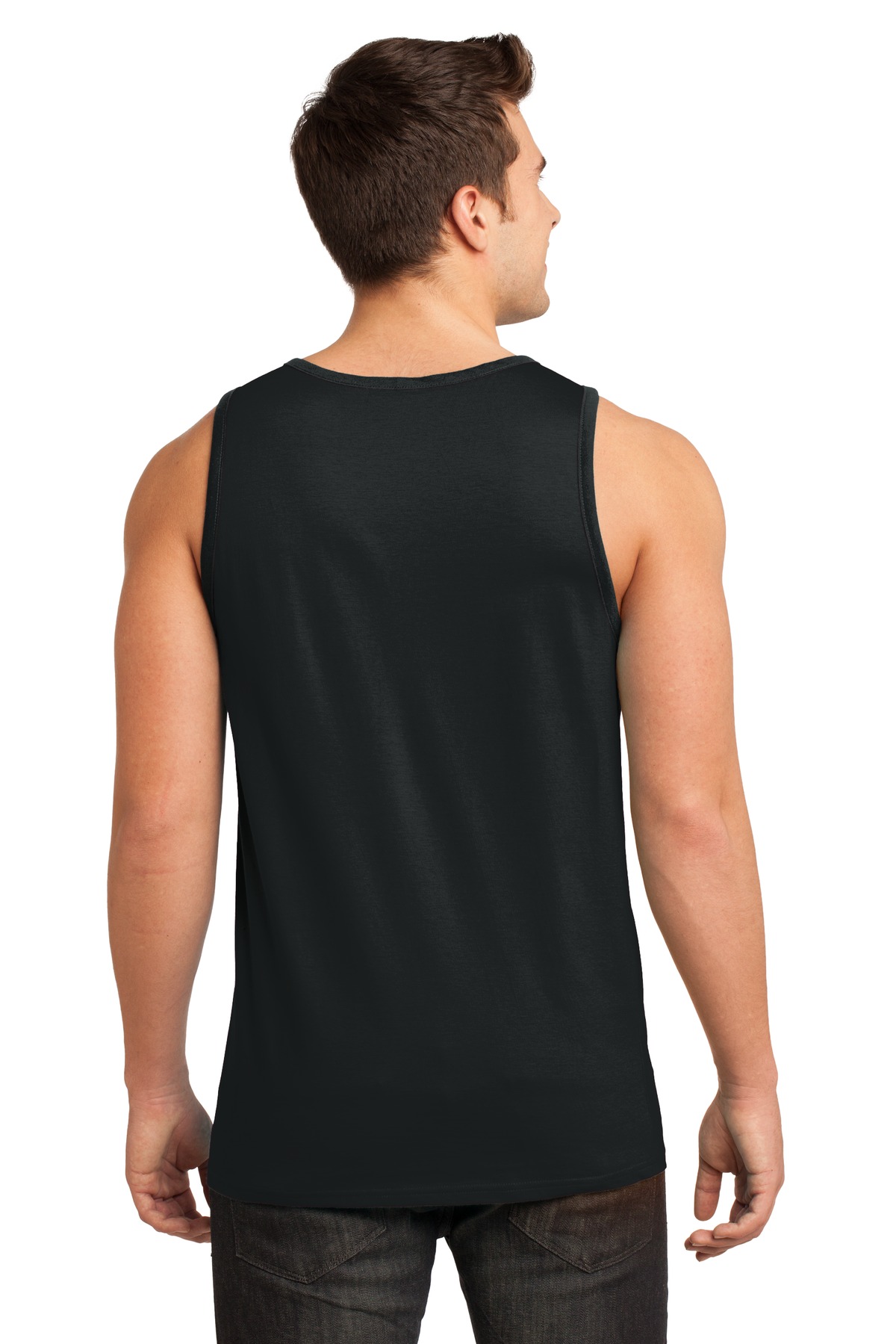 DT1500 District - Young Mens Cotton Ringer Tank - Back Image