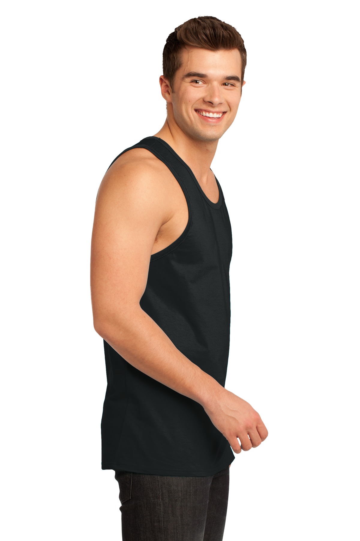 DT1500 District - Young Mens Cotton Ringer Tank - Siide Image