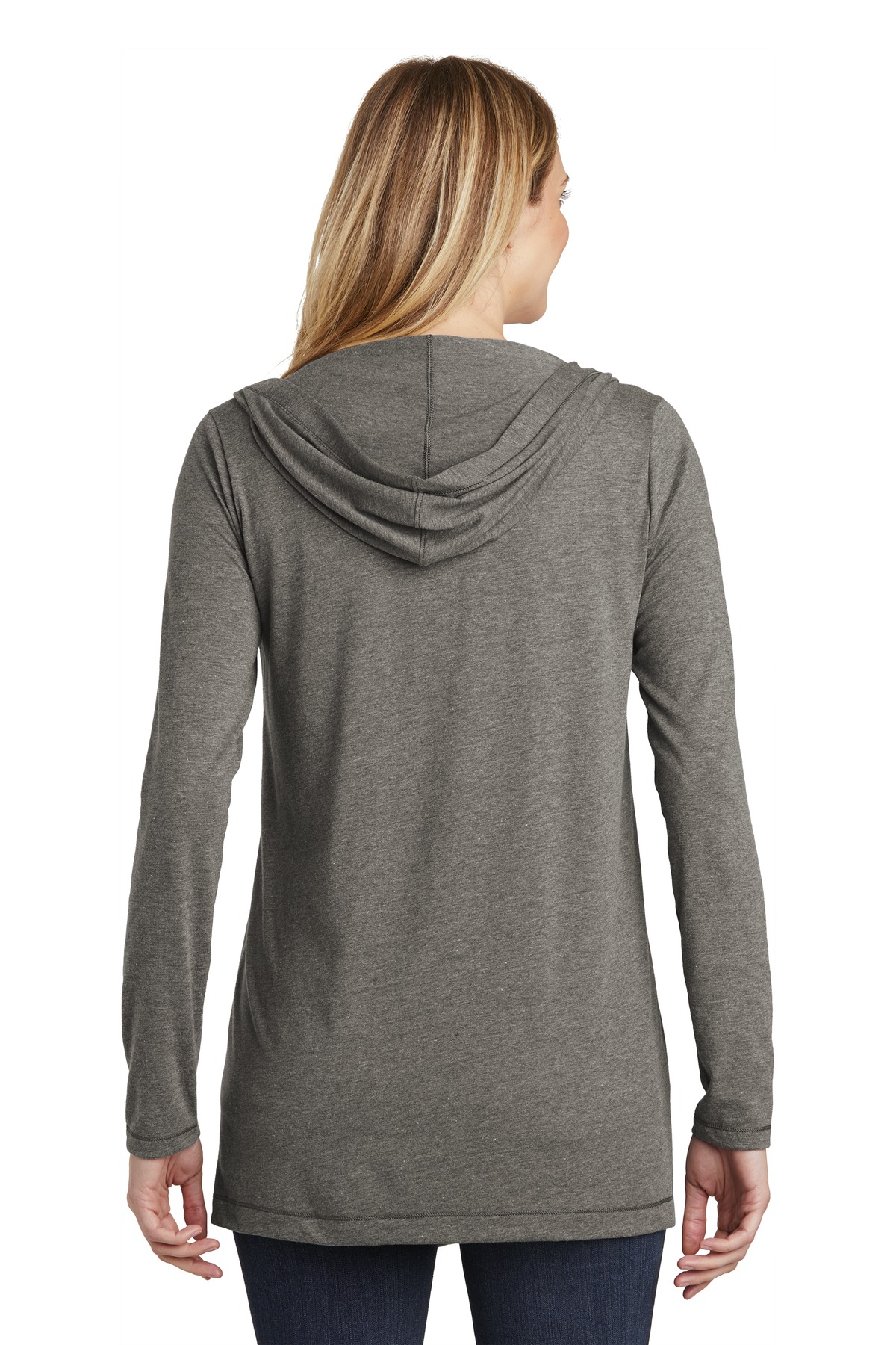 DT156 District Womens Perfect Tri Hooded Cardigan. - Back Image