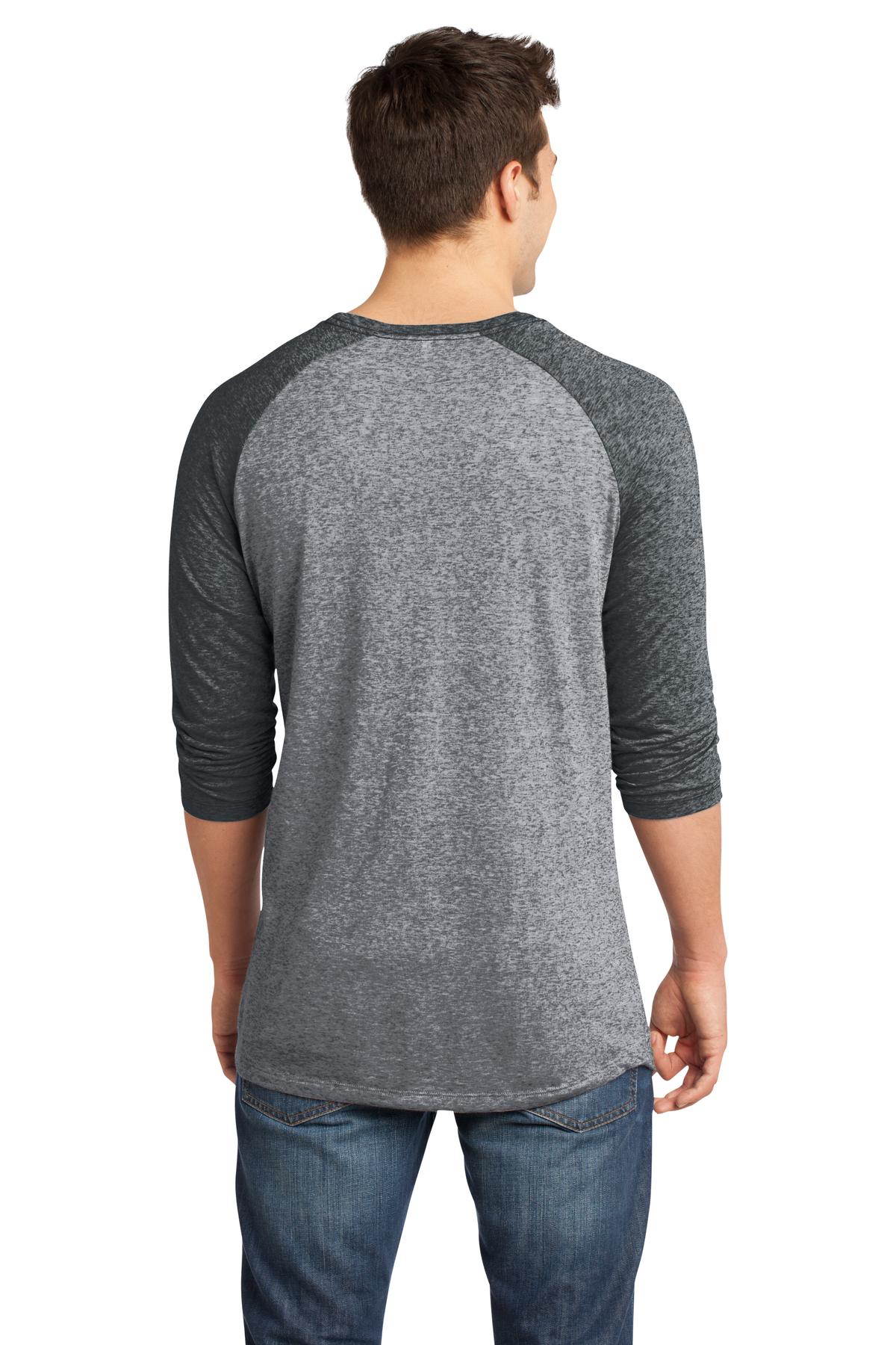 DT162 District - Young Mens Microburn 3/4-Sleeve Raglan Tee. - Back Image