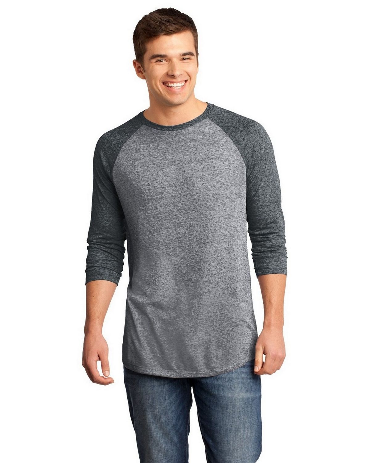 DT162 District - Young Mens Microburn 3/4-Sleeve Raglan Tee.