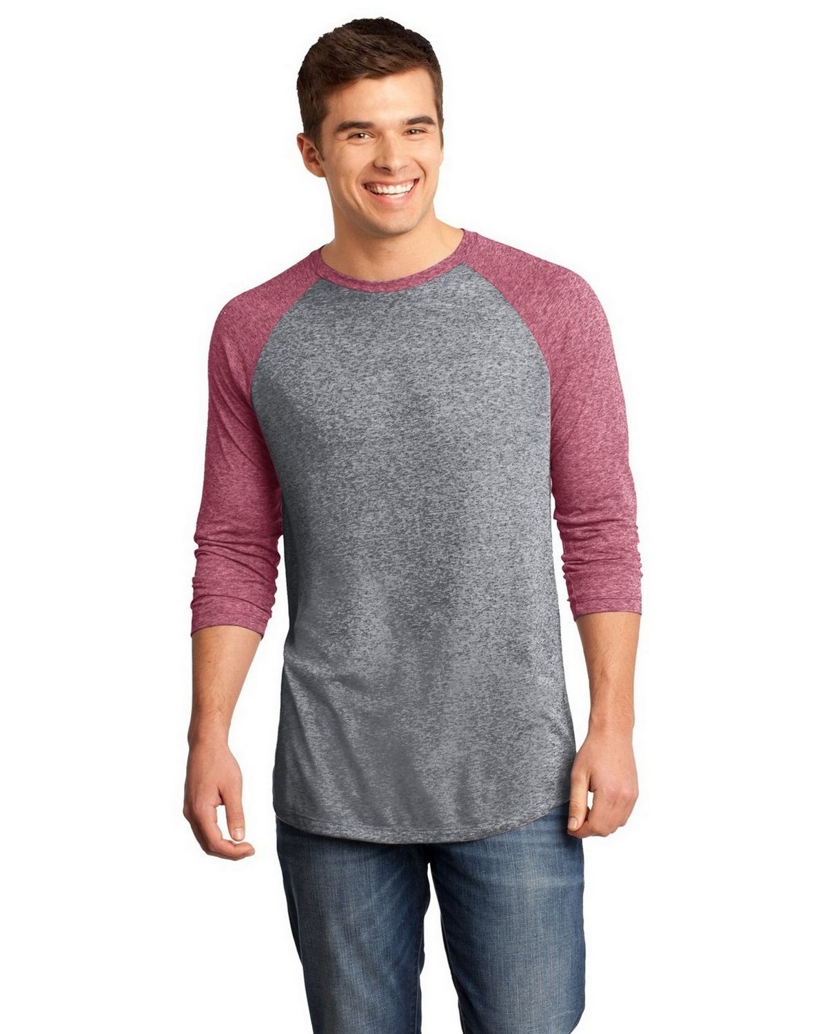 DT162 District - Young Mens Microburn 3/4-Sleeve Raglan Tee.
