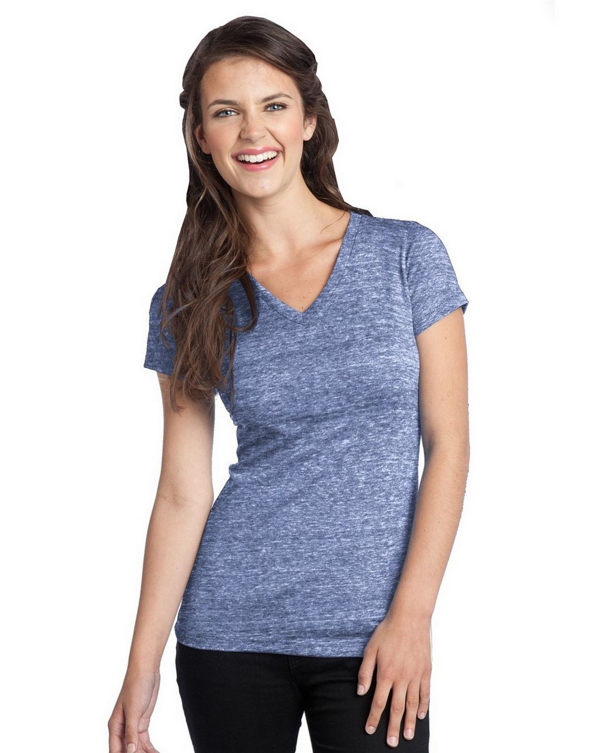 District Screen Print DT242V Juniors Tri-Blend V-Neck Tee.