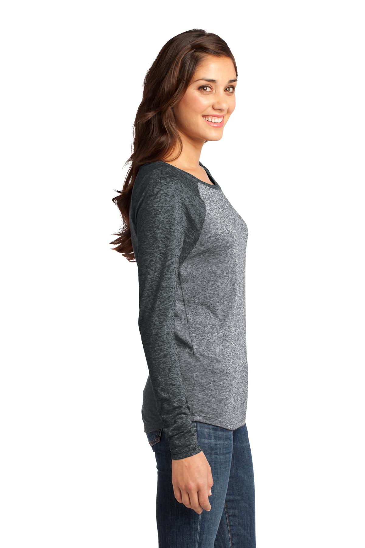 District Screen Print DT262 - Juniors Microburn Long Sleeve Raglan Tee. - Siide Image
