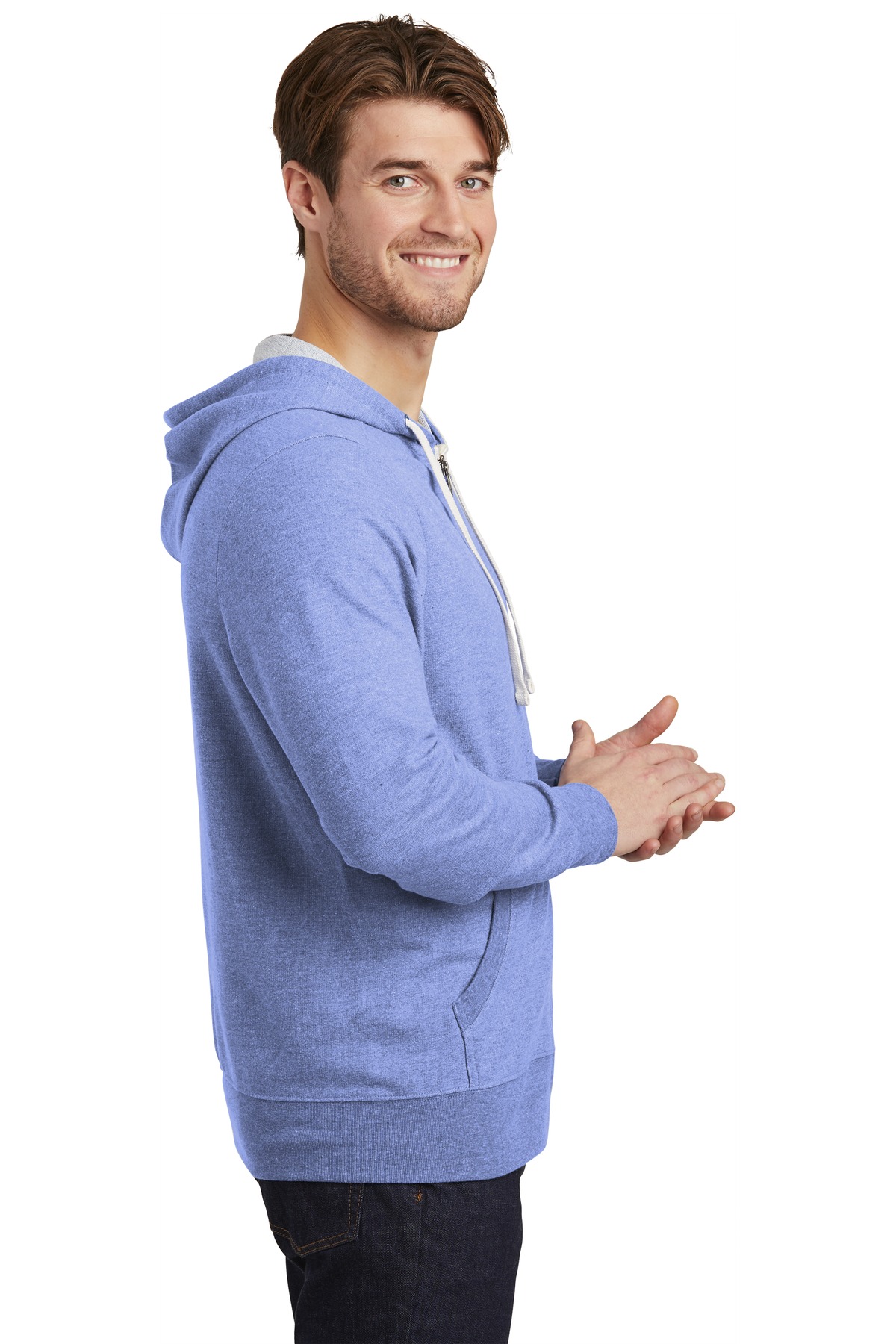 DT356 District Perfect Tri French Terry Full-Zip Hoodie. - Siide Image