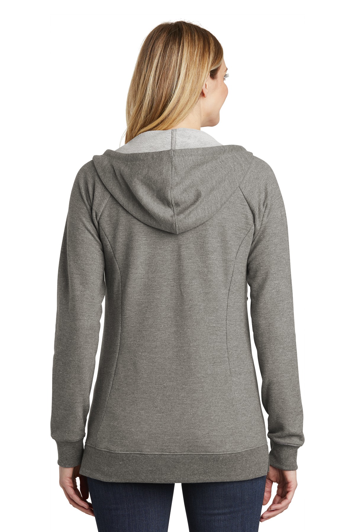 DT456 District Womens Perfect Tri French Terry Full-Zip Hoodie. - Back Image